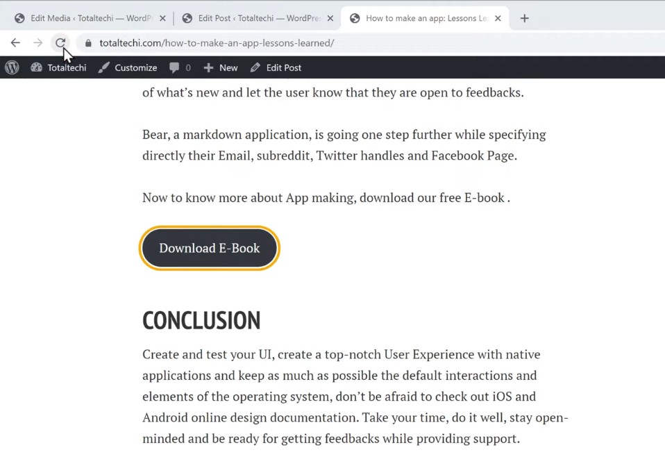 Button Added on post