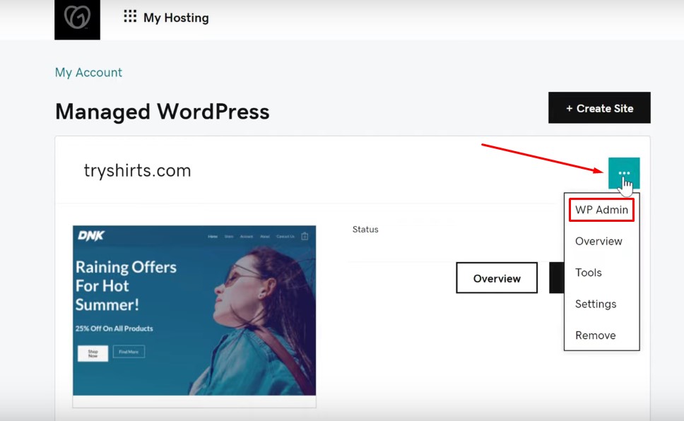 Managed WordPress - to login or find  WordPress wp-admin dashboard page