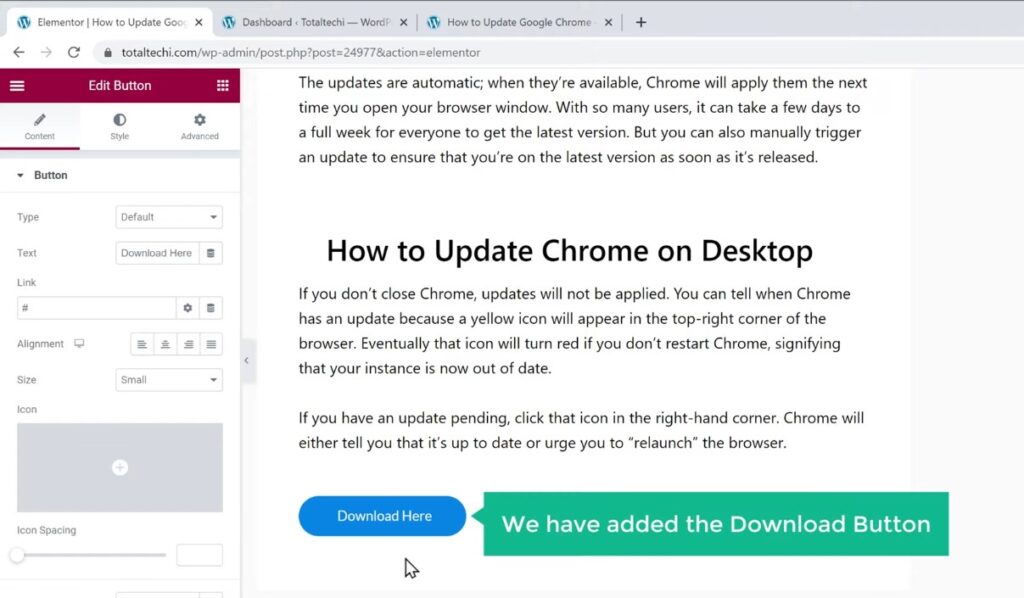 Download Button using Elementor