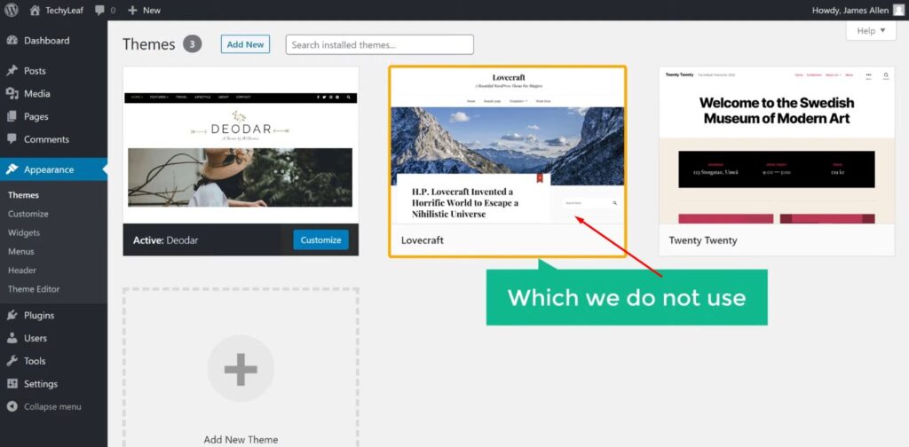 Delete Unwanted theme