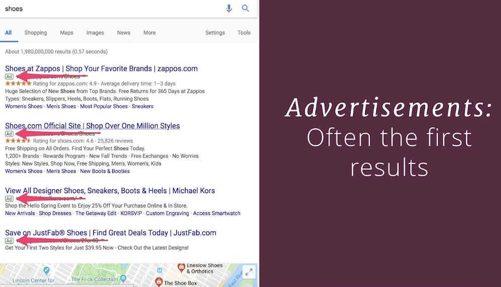 Advertisements - Google search results page