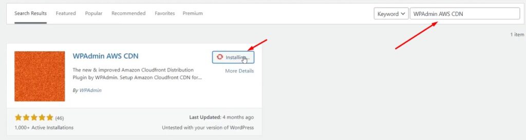 wpadmin aws cdn plugin to configure AWS Cloudfront