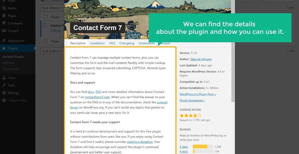 plugin documentations - to install a plugin in WordPress