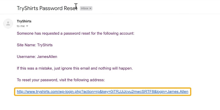 Email - to login or find  WordPress wp-admin dashboard page