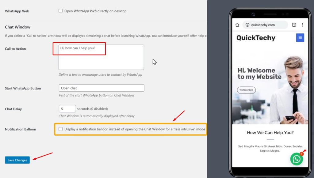 notification auto message